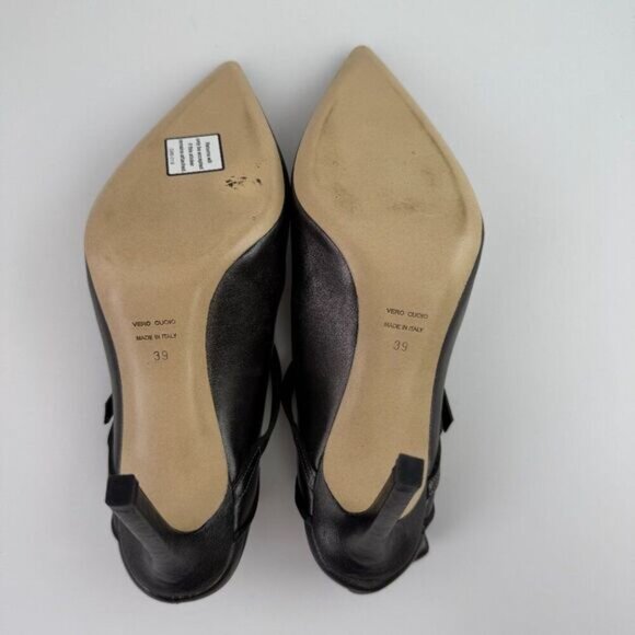 Eleventy Cross Strap Buckle Pointed Toe Stiletto Heels Grey EU 39/ US 9 - Picture 6 of 7